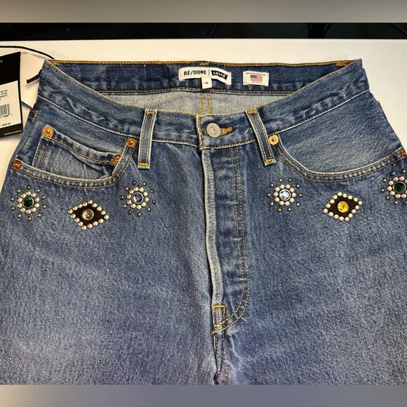 NWT REDONE LEVI'S RARE 70S STRAIGHT IN INDIGO STUD MSRP $625.00 - Picture 4 of 16